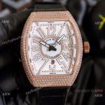 Faux Franck Muller Vanguard v45 Watches Rose Gold White Dial